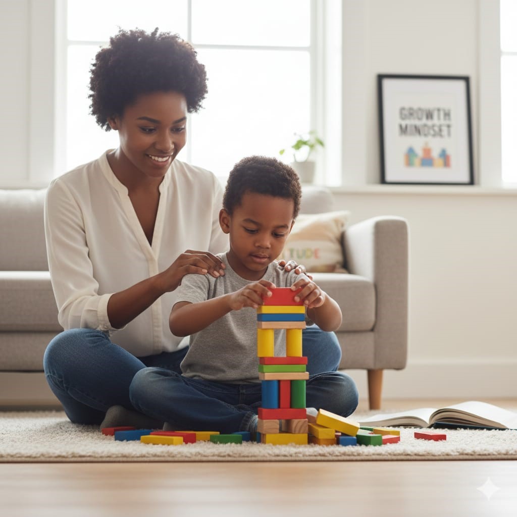 early literacy skills child reading to toys